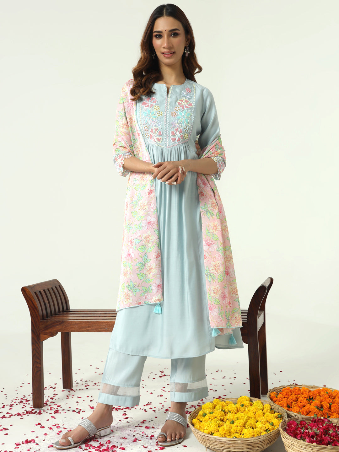 Sky-Blue-Viscose-Chanderi-A-Line-3-Piece-Kurta-Set