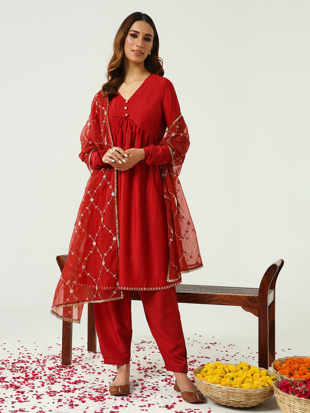Red-Silk-Blend-Nayra-Cut-3-Piece-Kurta-Set