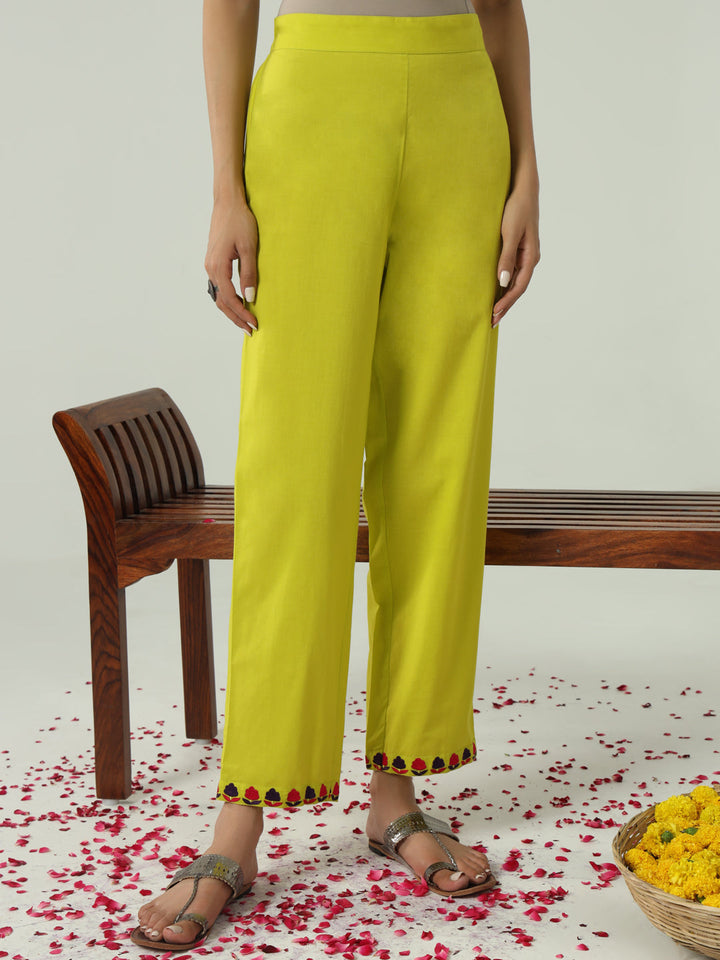 Lime-Yellow-Cotton-Flared-2-Piece-Kurta-Set