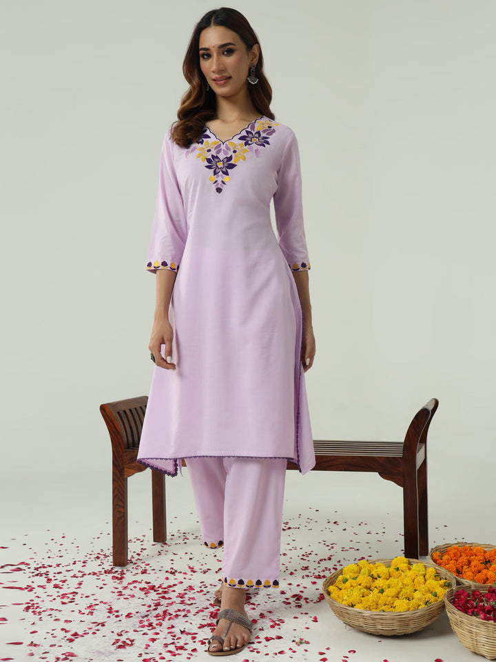 Pastel-Lavender-Cotton-Flared-2-Piece-Kurta-Set