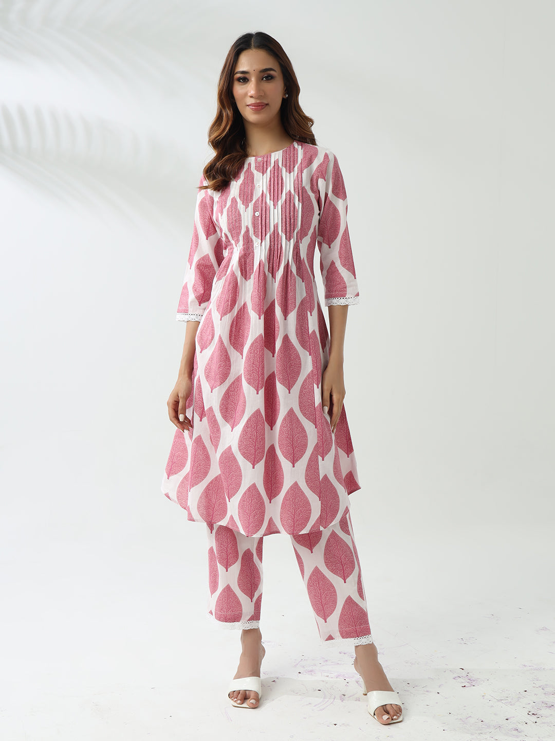 Pink-Cotton-Flared-2-Piece-Kurta-Set