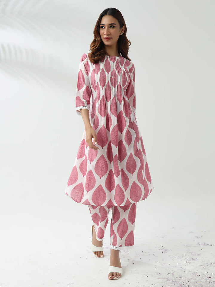Pink-Cotton-Flared-2-Piece-Kurta-Set