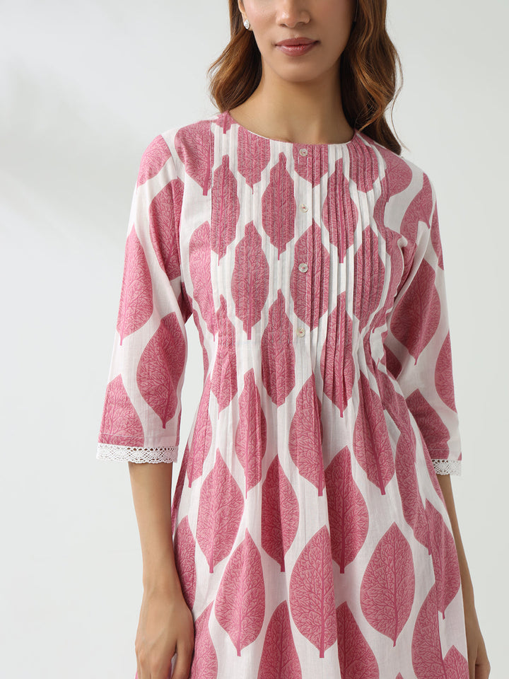 Pink-Cotton-Flared-2-Piece-Kurta-Set