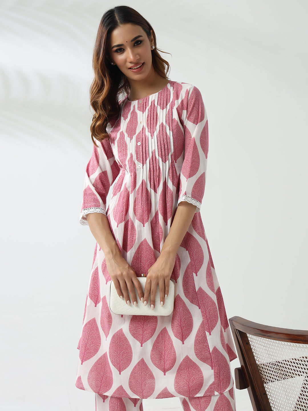 Pink-Cotton-Flared-2-Piece-Kurta-Set