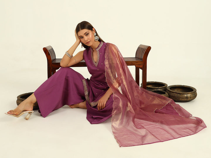 Lavender-Viscose-Chanderi-Straight-3-Piece-Sharara-Set