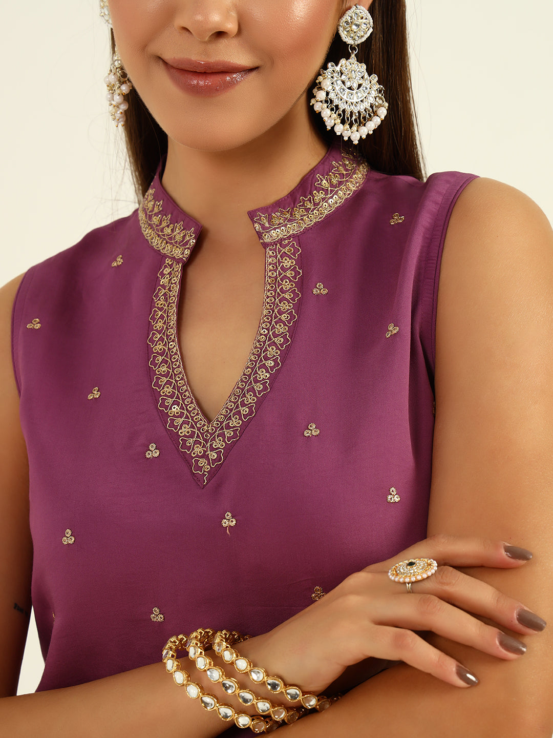 Lavender-Viscose-Chanderi-Straight-3-Piece-Sharara-Set