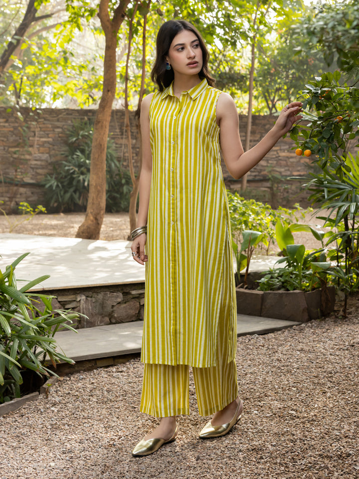 Yellow-Cotton-Straight-Cut-2-Piece-Kurta-Set