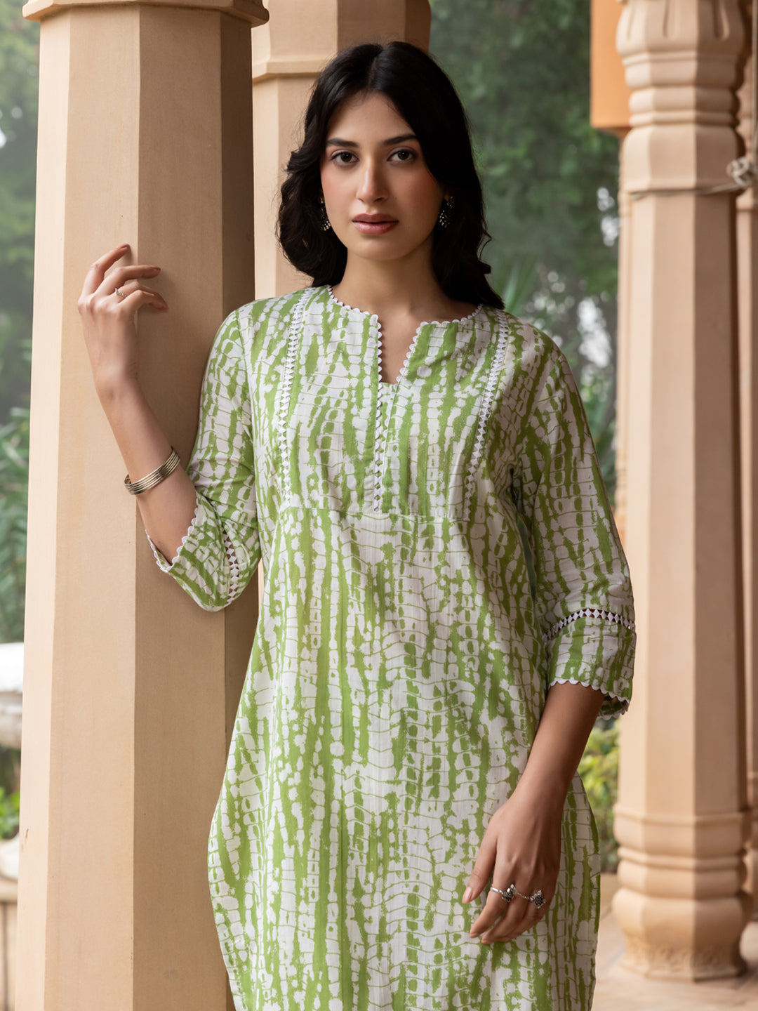 Green-Cotton-Straight-2-Piece-Kurta-Set