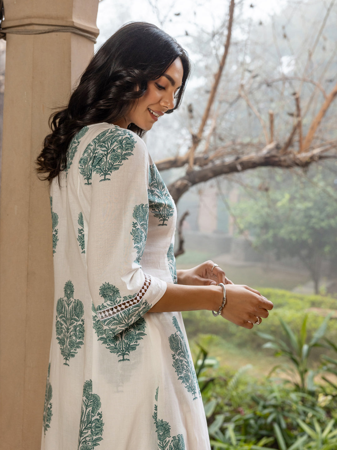 White-Cotton-Flared-2-Piece-Kurta-Set