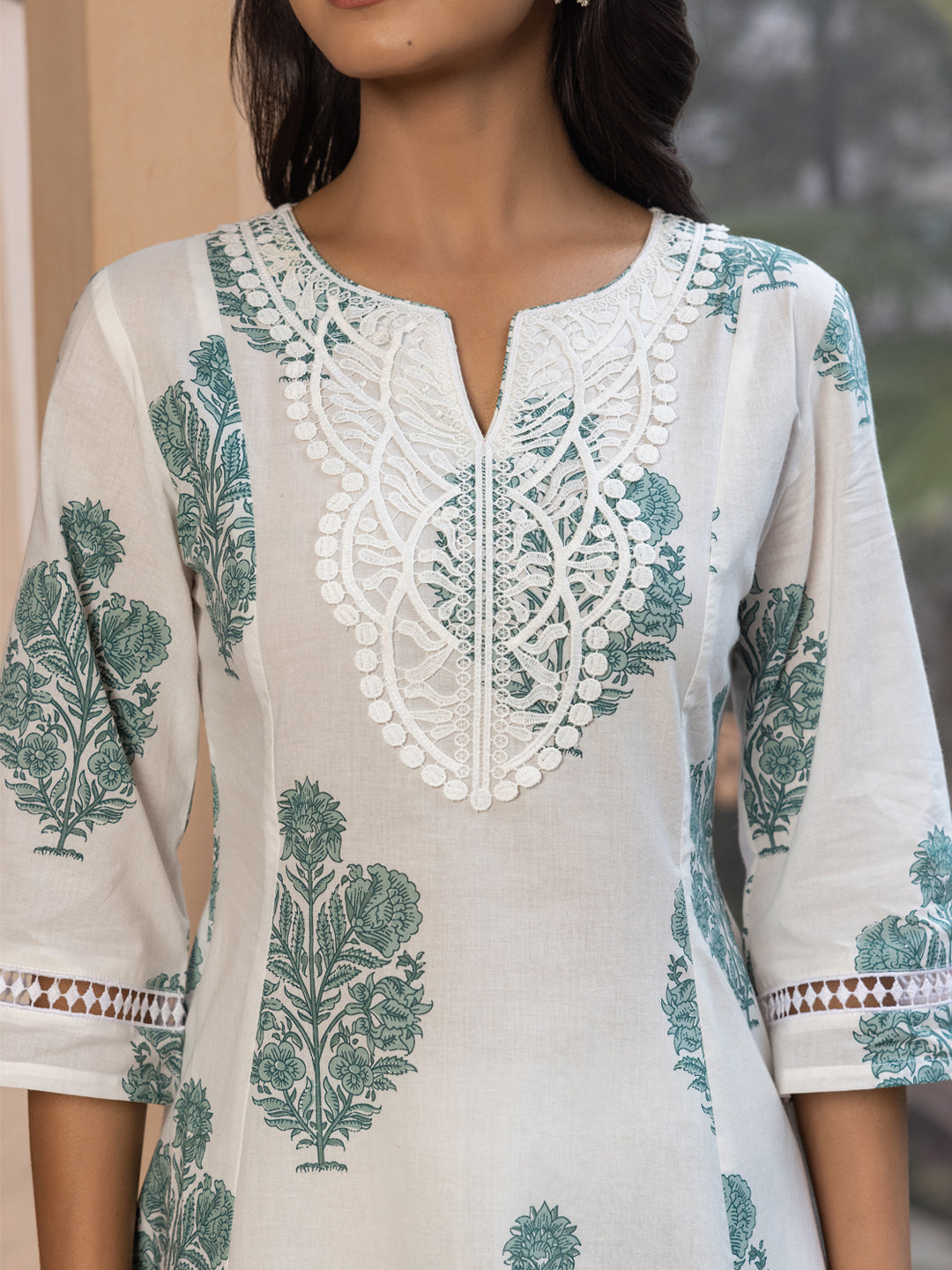 White-Cotton-Flared-2-Piece-Kurta-Set