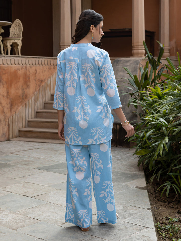 Sky-Blue-Cotton-Printed-Co-Ord-Set