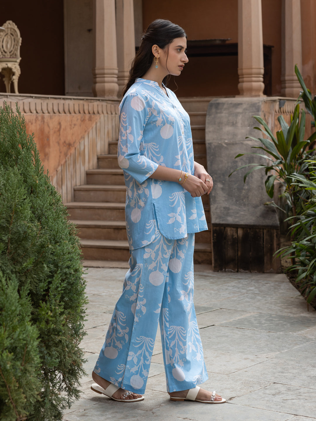 Sky-Blue-Cotton-Printed-Co-Ord-Set