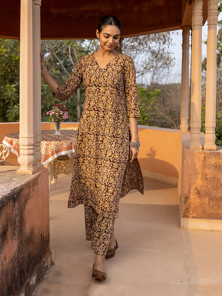 Maroon-Cotton-Floral-Print-Straight-2-Piece-Kurta-Set
