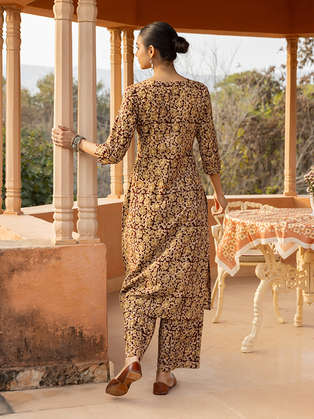 Maroon-Cotton-Floral-Print-Straight-2-Piece-Kurta-Set