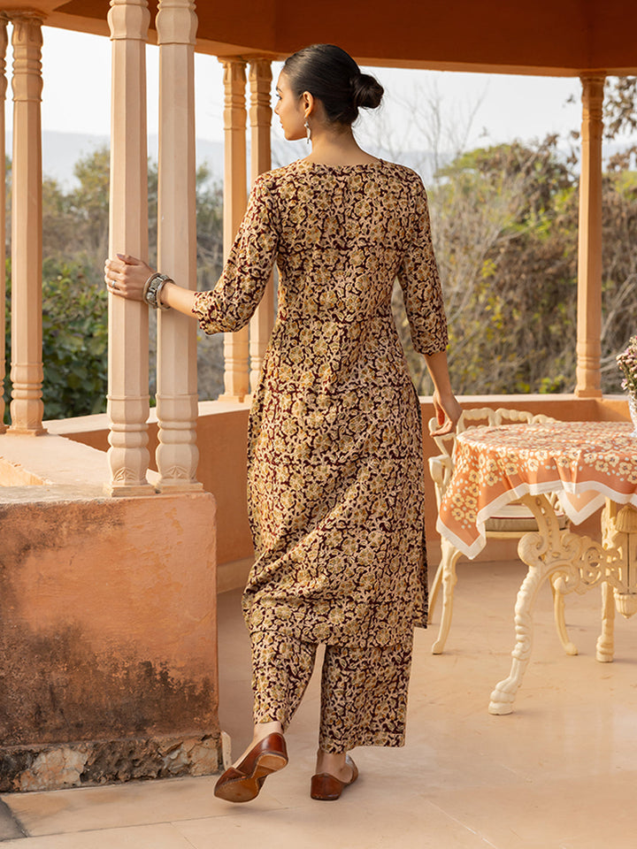 Maroon-Cotton-Floral-Print-Straight-2-Piece-Kurta-Set
