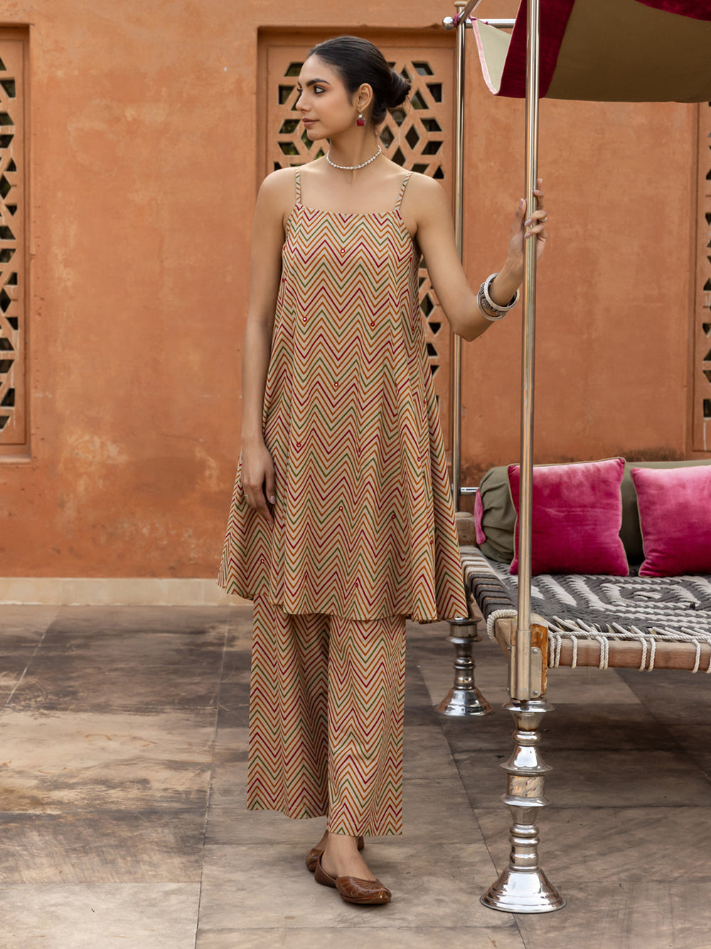 Beige-Cotton-Printed-A-Line-2-Piece-Kurta-Set