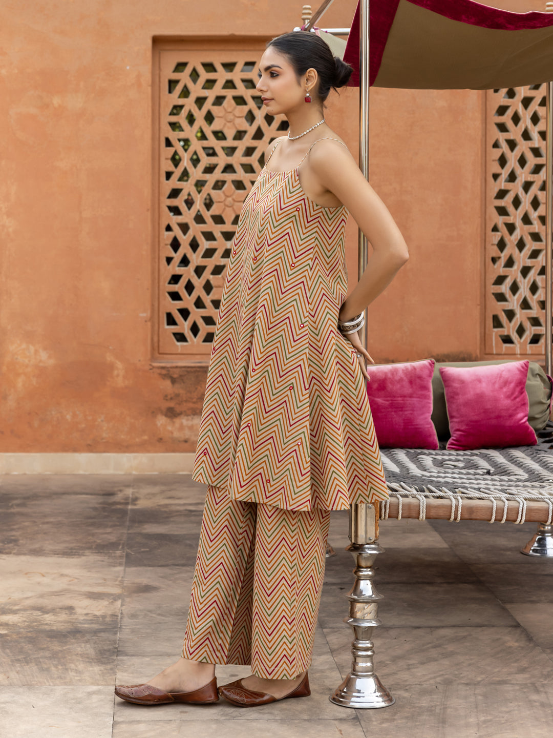 Beige-Cotton-Printed-A-Line-2-Piece-Kurta-Set