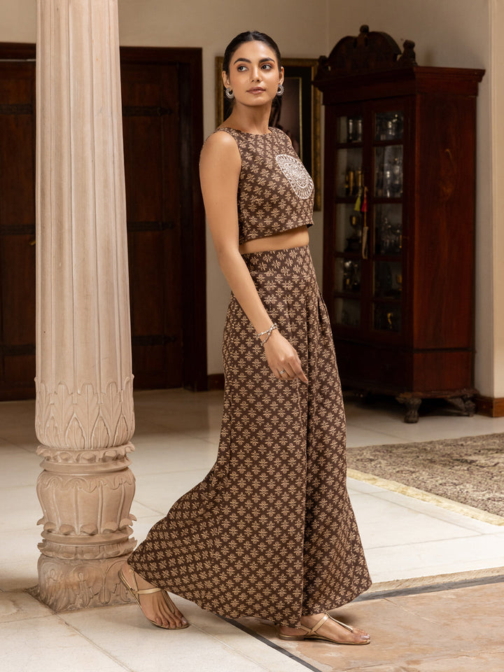 Brown-Cotton-Mandala-Print-Co-Ord-Set