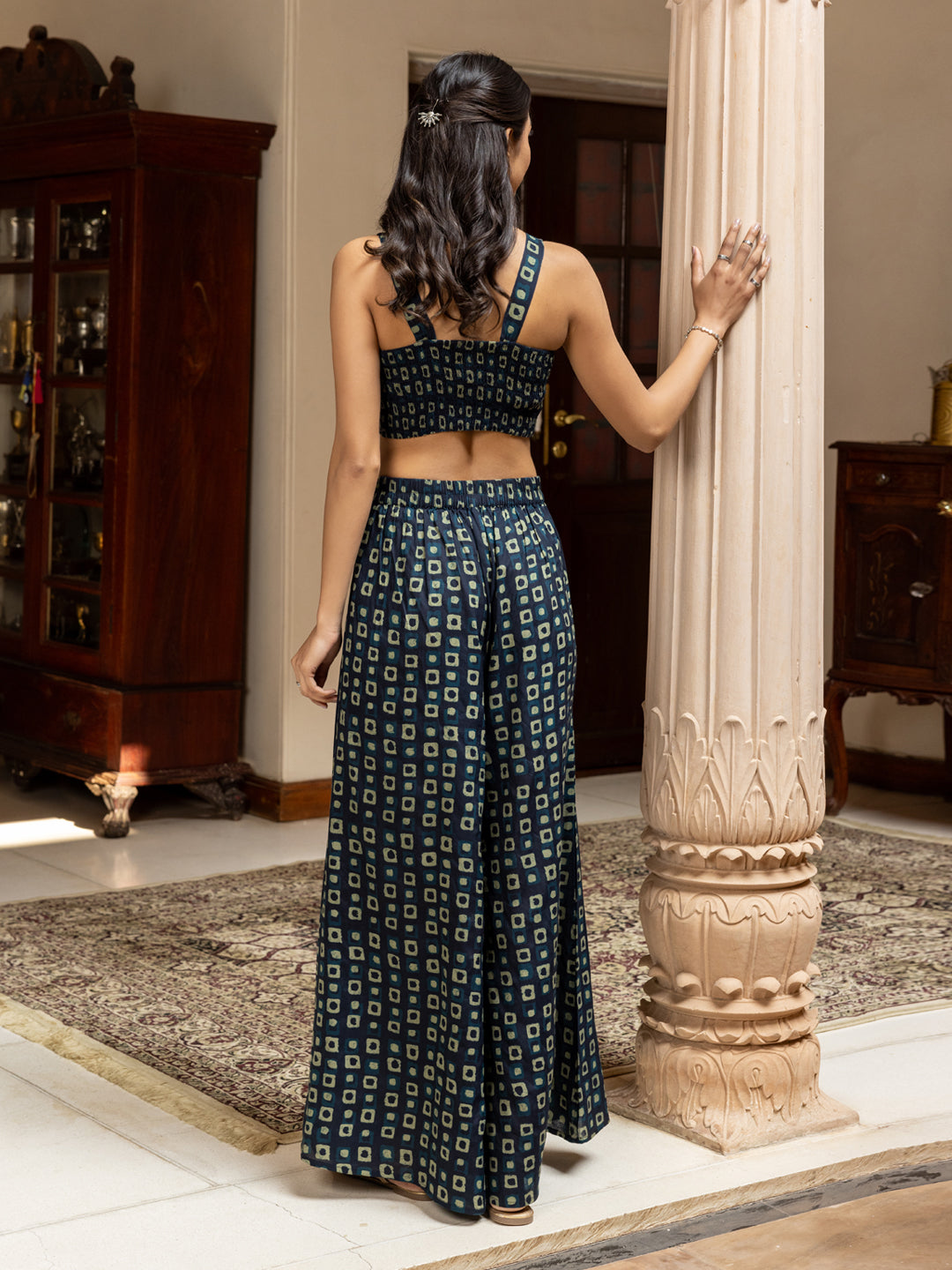 Navy-Blue-Cotton-Geometric-Print-Co-Ord-Set