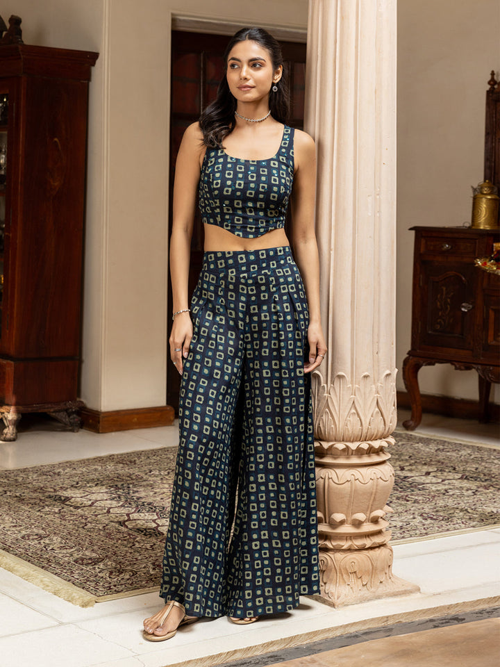 Navy-Blue-Cotton-Geometric-Print-Co-Ord-Set