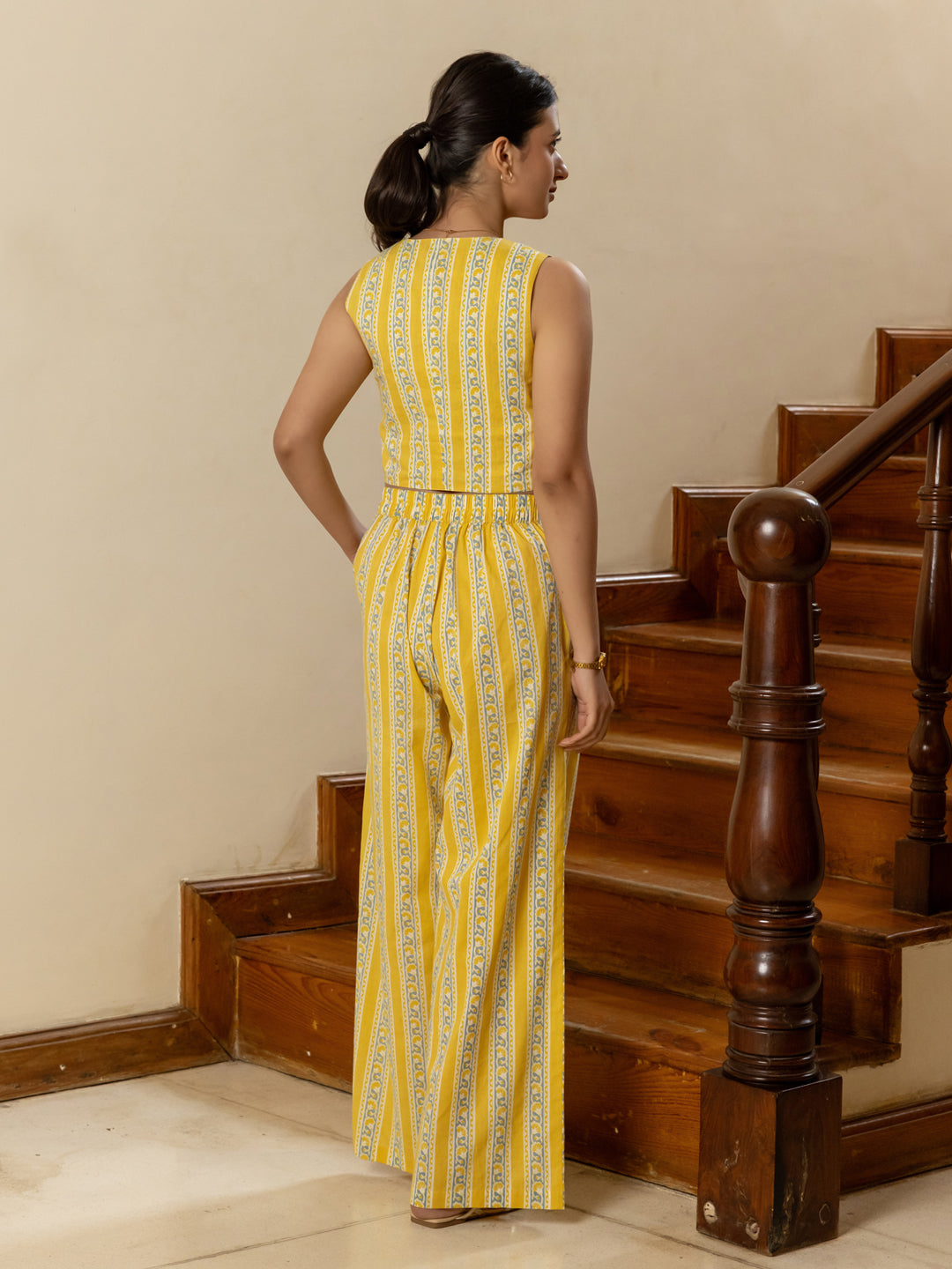Yellow-Cotton-Printed-Crop-Top-Co-Ord-Set