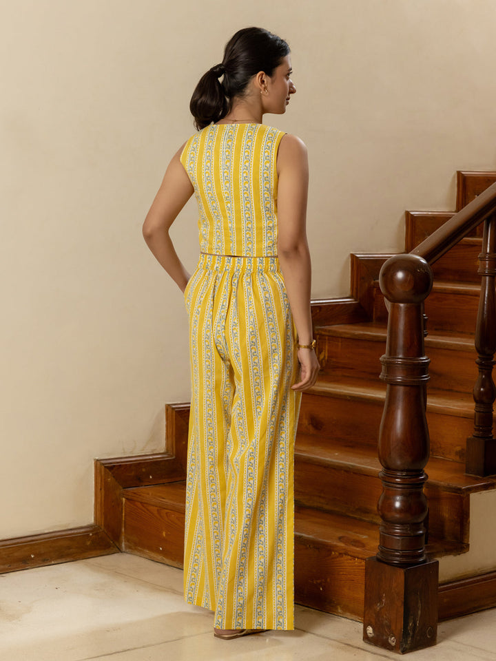 Yellow-Cotton-Printed-Crop-Top-Co-Ord-Set