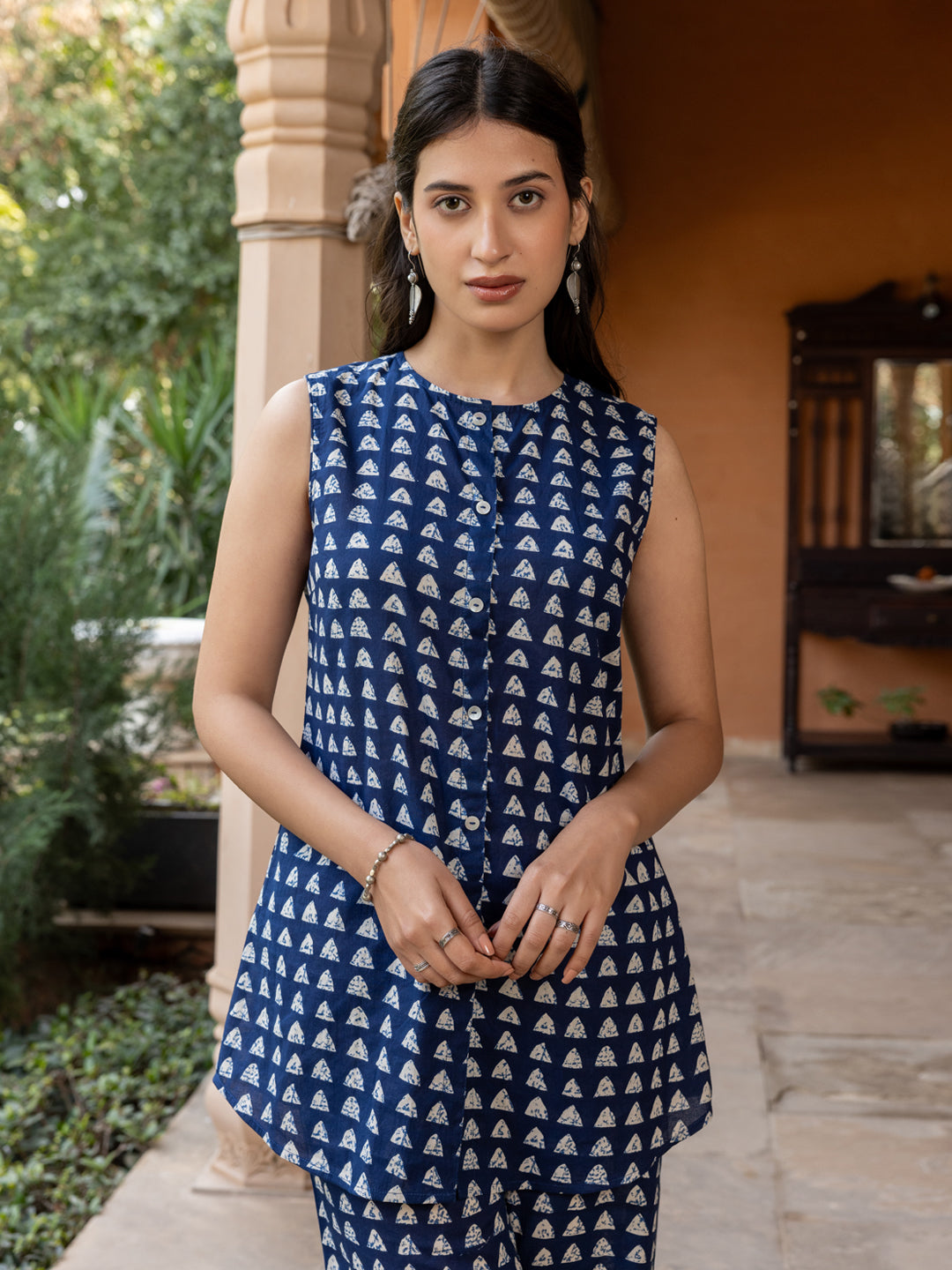 Navy-Blue-Cotton-Triangle-Printed-Co-Ord-Set