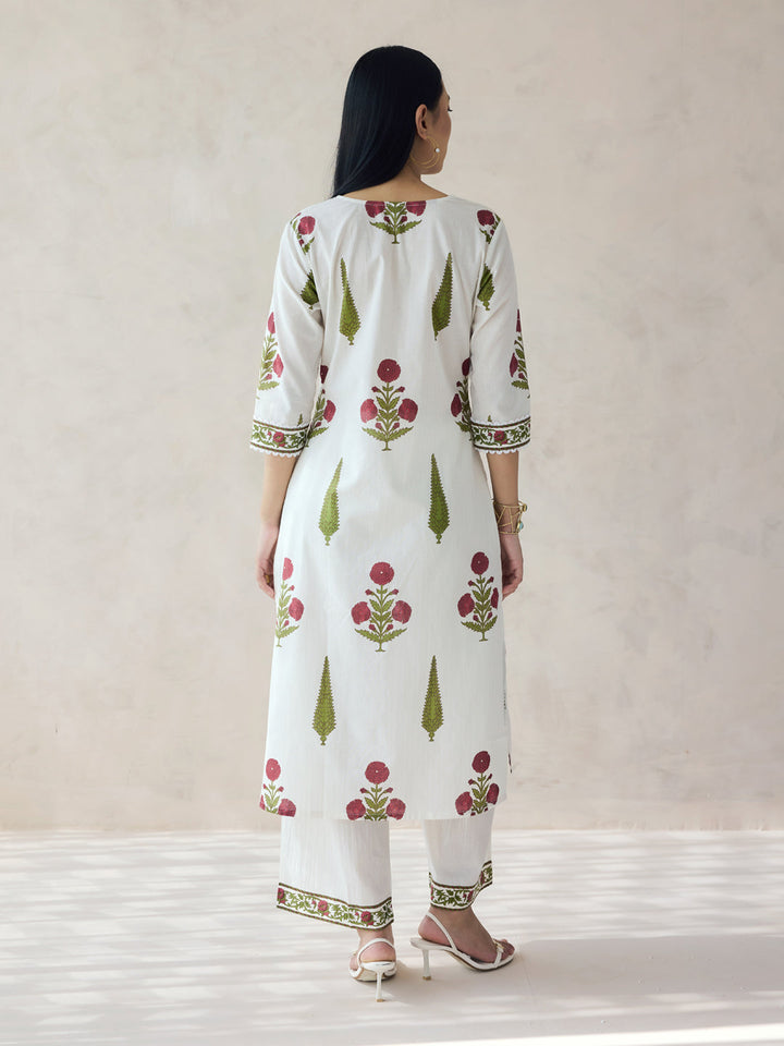 Off-White-Cotton-Maroon-Floral-Printed-2-Piece-Kurta-Set