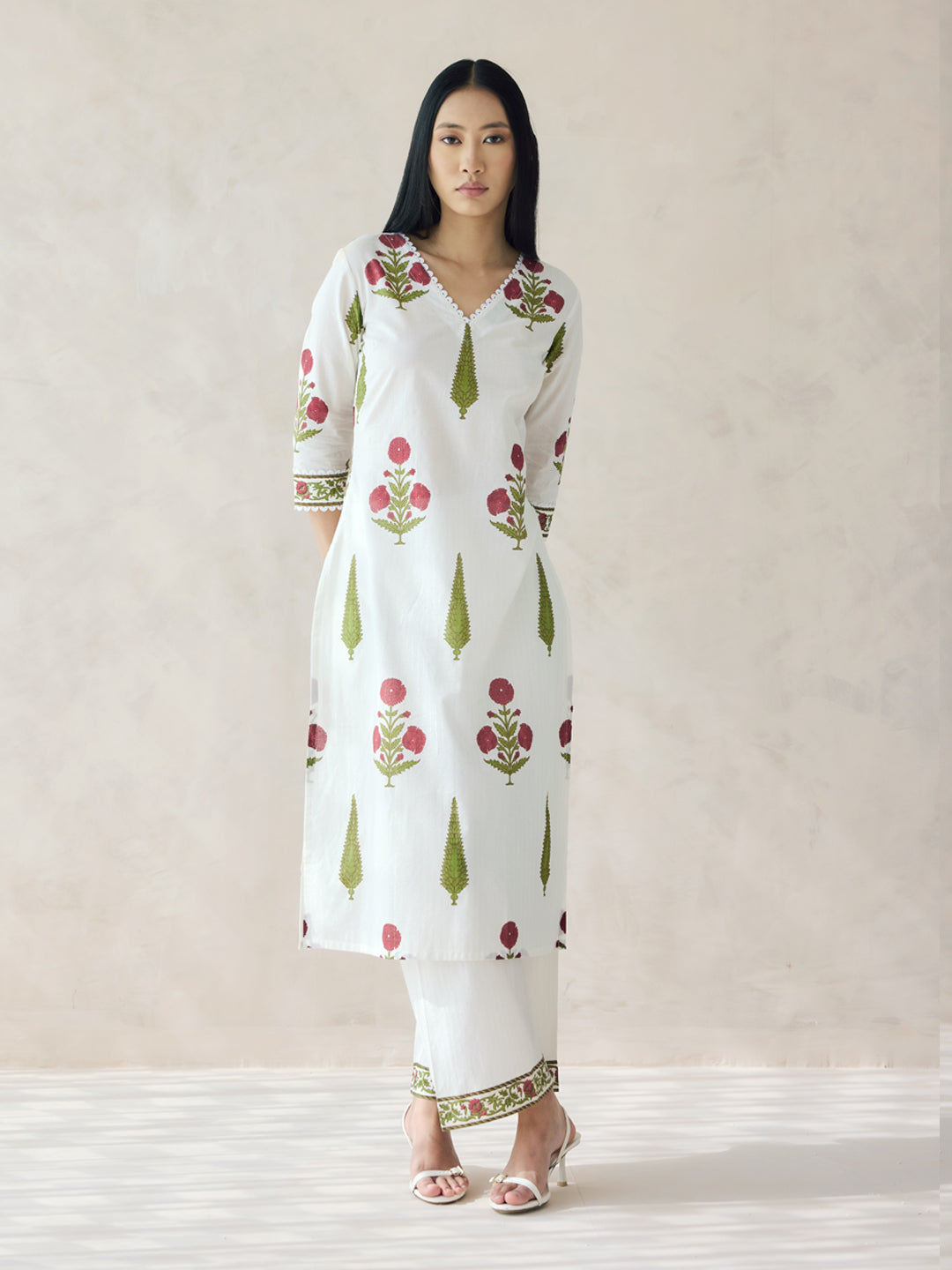 Off-White-Cotton-Maroon-Floral-Printed-2-Piece-Kurta-Set