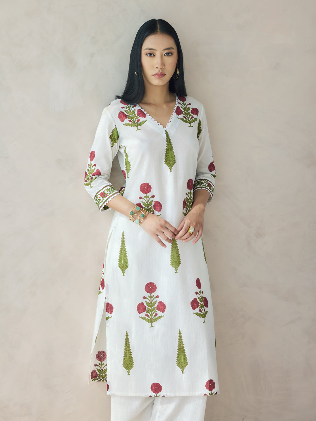 Off-White-Cotton-Maroon-Floral-Printed-2-Piece-Kurta-Set