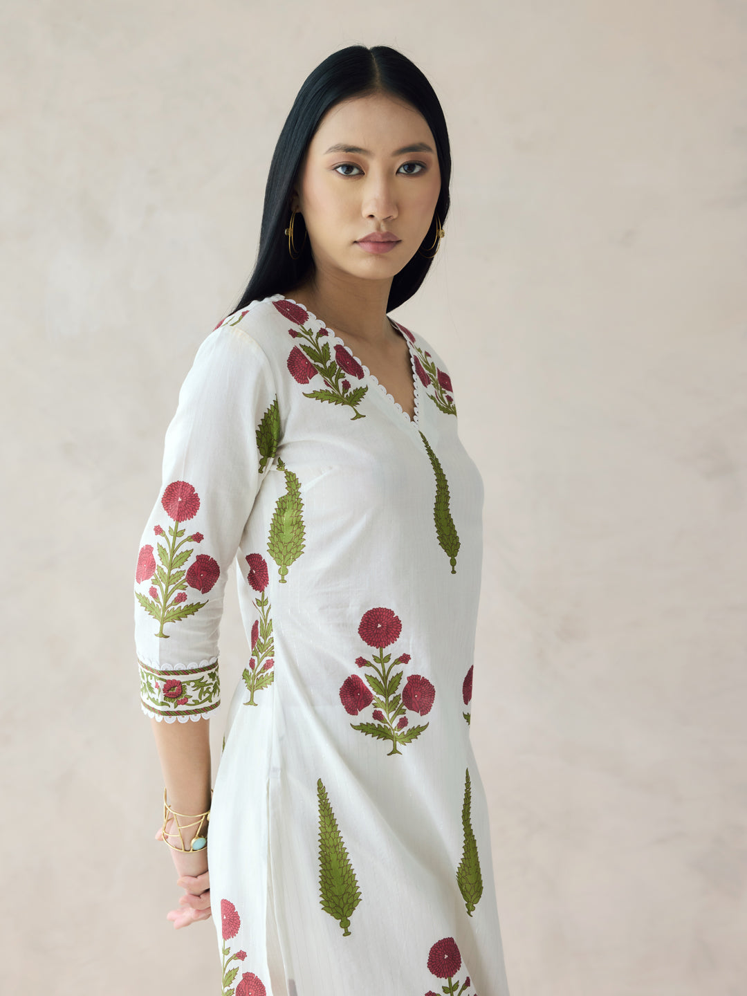 Off-White-Cotton-Maroon-Floral-Printed-2-Piece-Kurta-Set