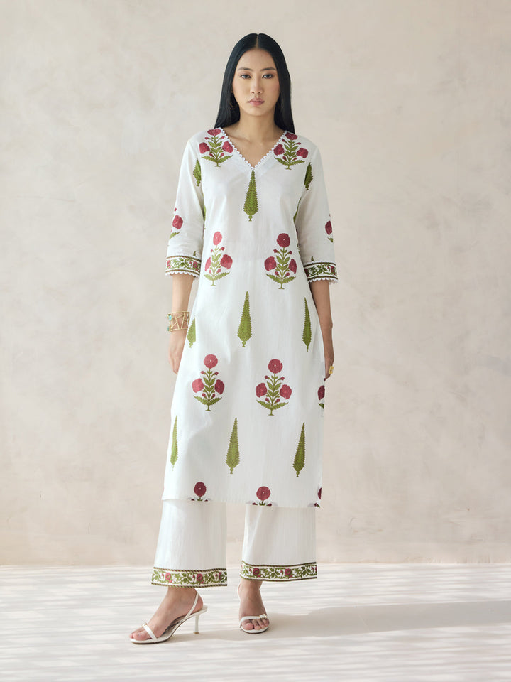 Off-White-Cotton-Maroon-Floral-Printed-2-Piece-Kurta-Set