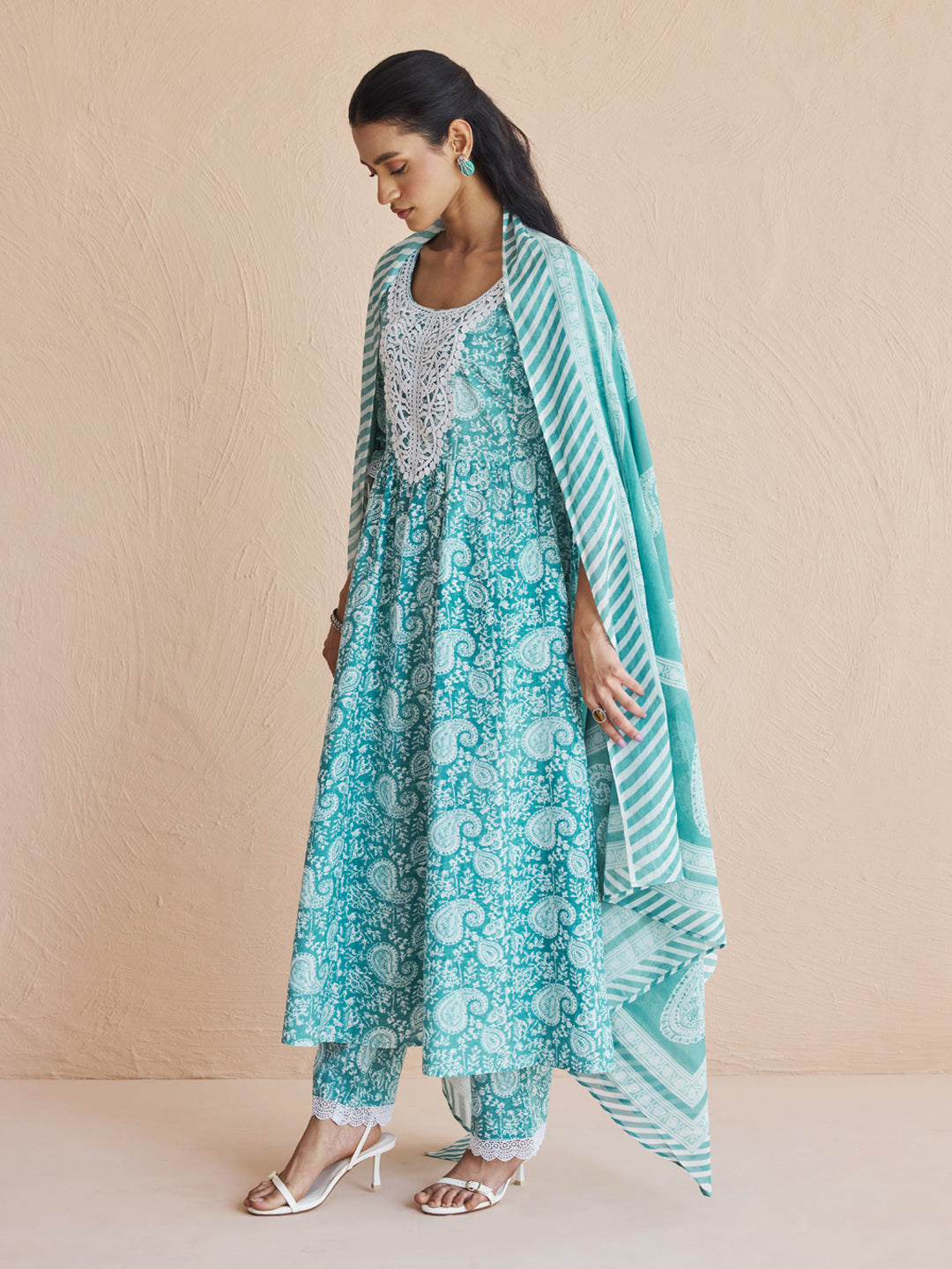 Sky-Blue-Cotton-Firozi-Printed-Anarkali-3-Piece-Kurta-Set