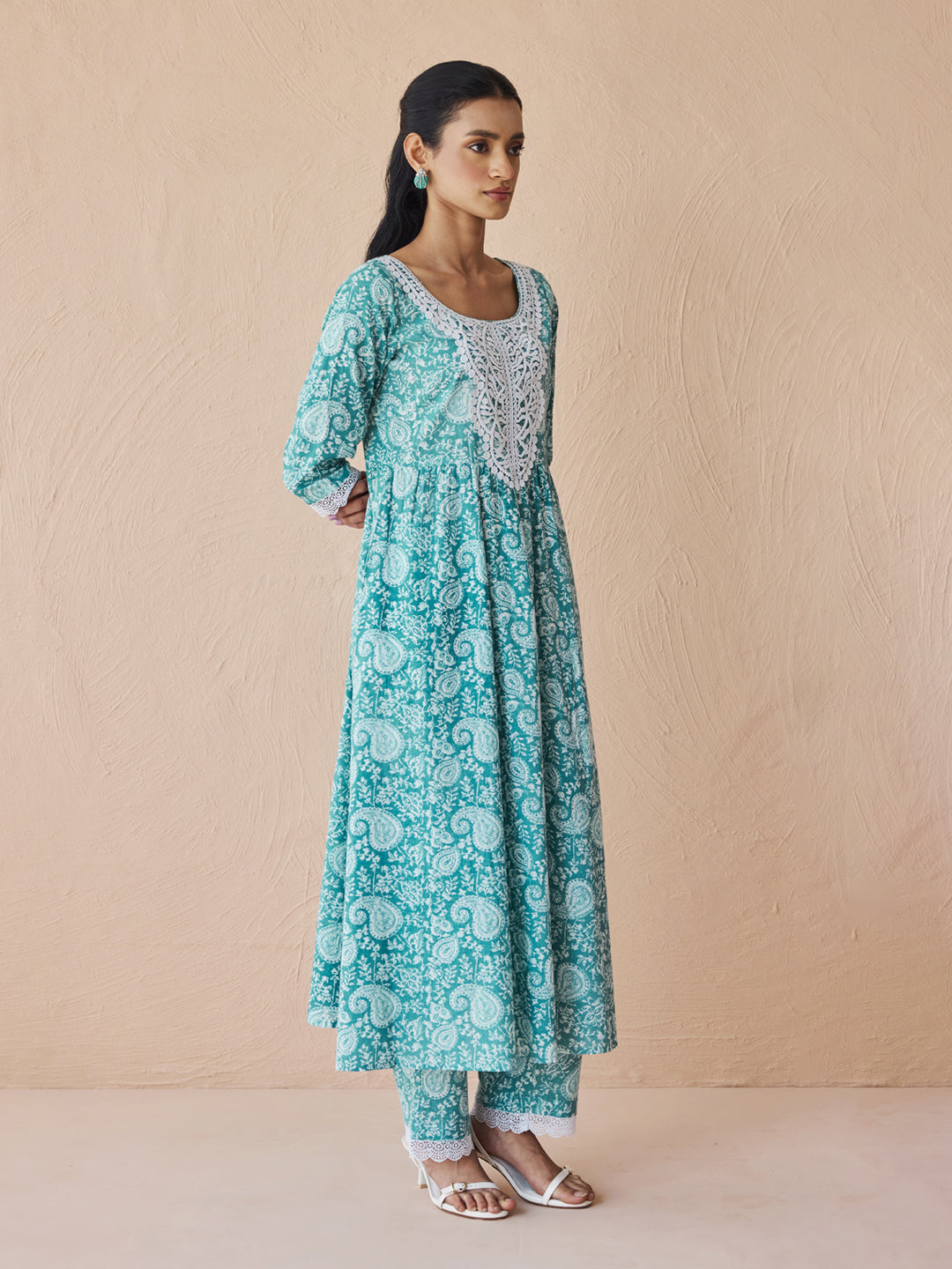 Sky-Blue-Cotton-Firozi-Printed-Anarkali-3-Piece-Kurta-Set