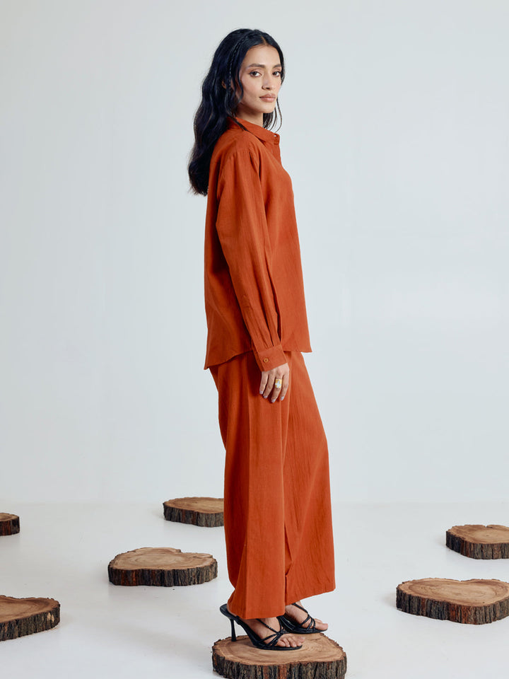 Rust Linen Blend Co-ord Set