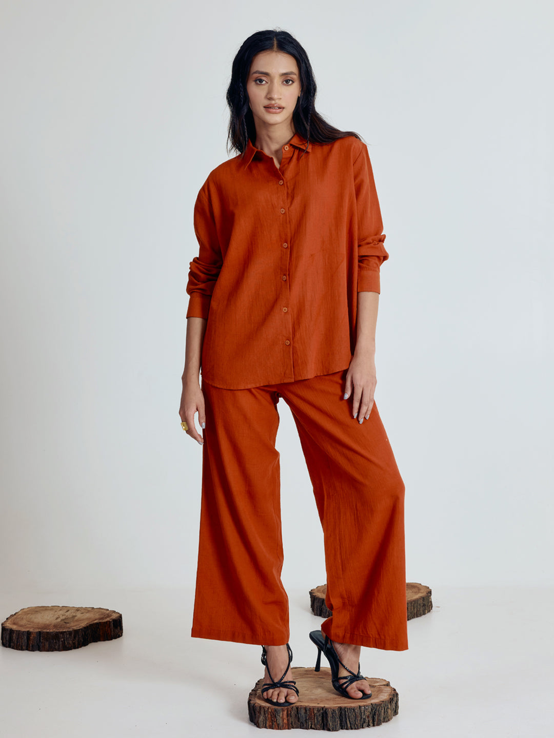 Rust Linen Blend Co-ord Set
