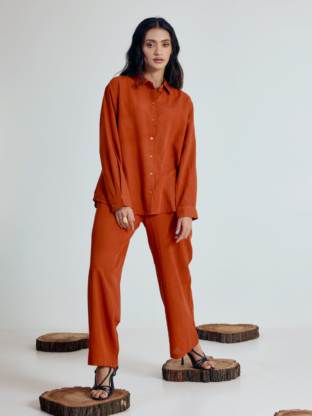 Rust Linen Blend Co-ord Set