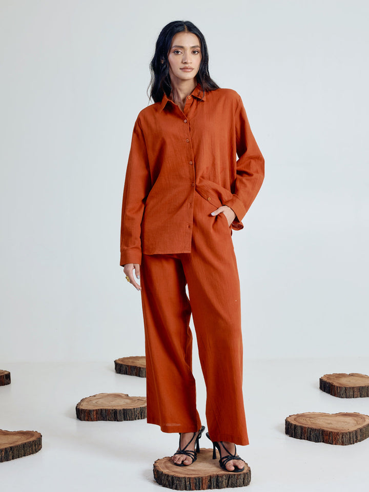 Rust Linen Blend Co-ord Set