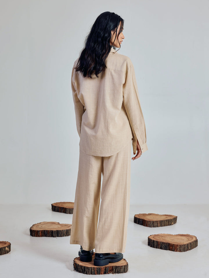 Beige Linen Blend Co-ord Set