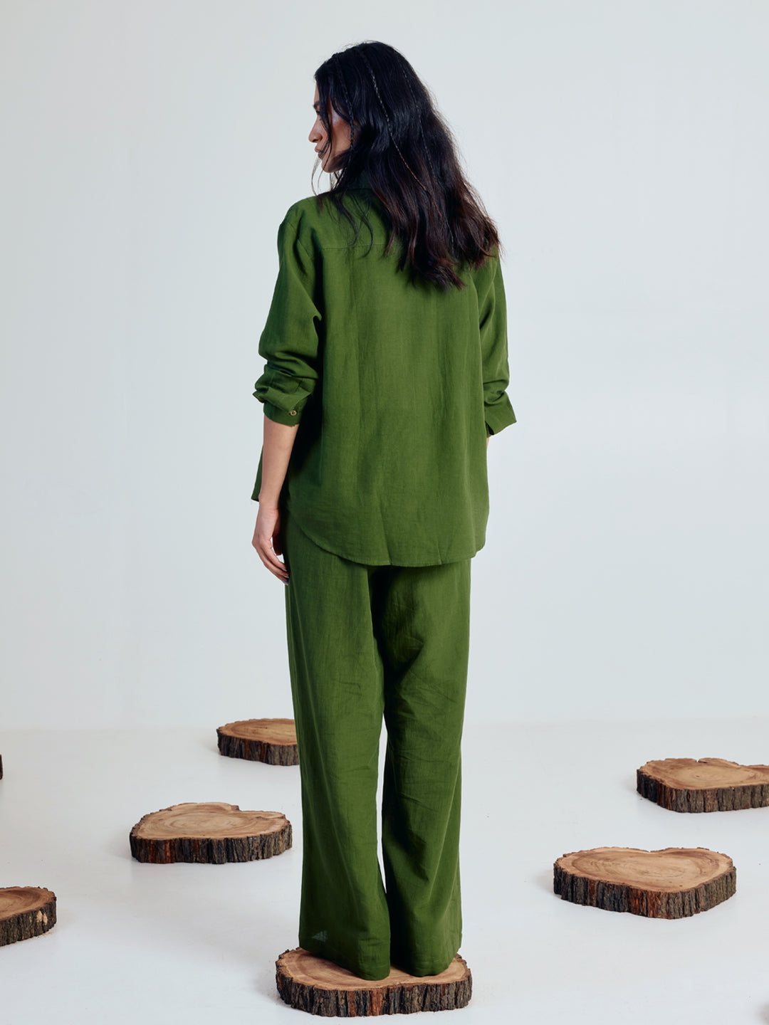Green Linen Blend Co-ord Set