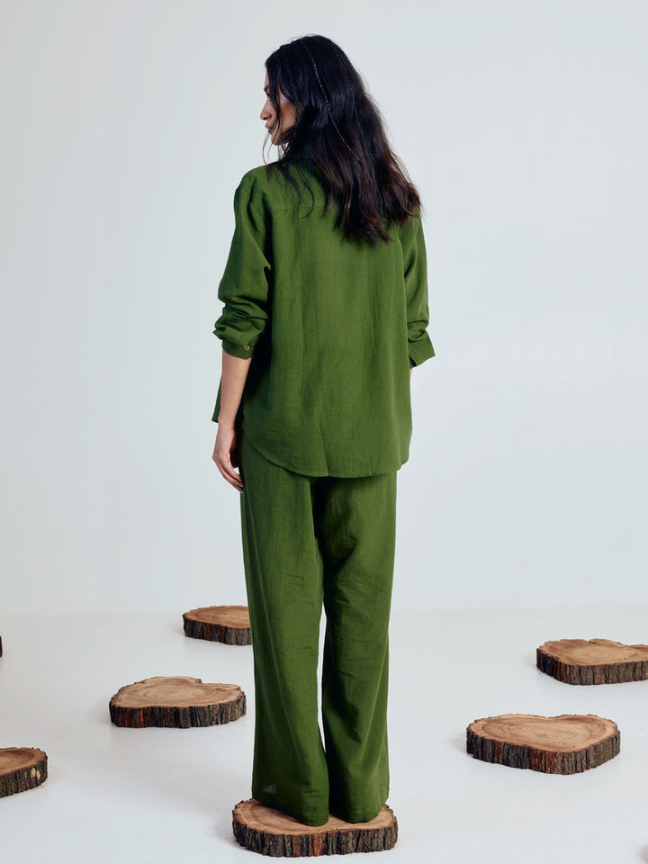 Green Linen Blend Co-ord Set