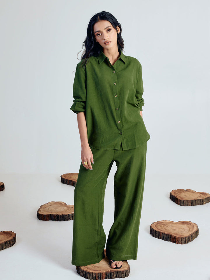 Green Linen Blend Co-ord Set