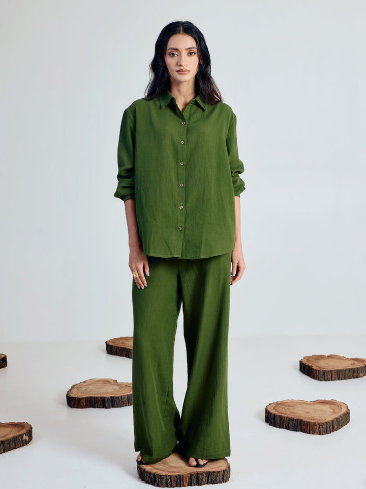 Green Linen Blend Co-ord Set
