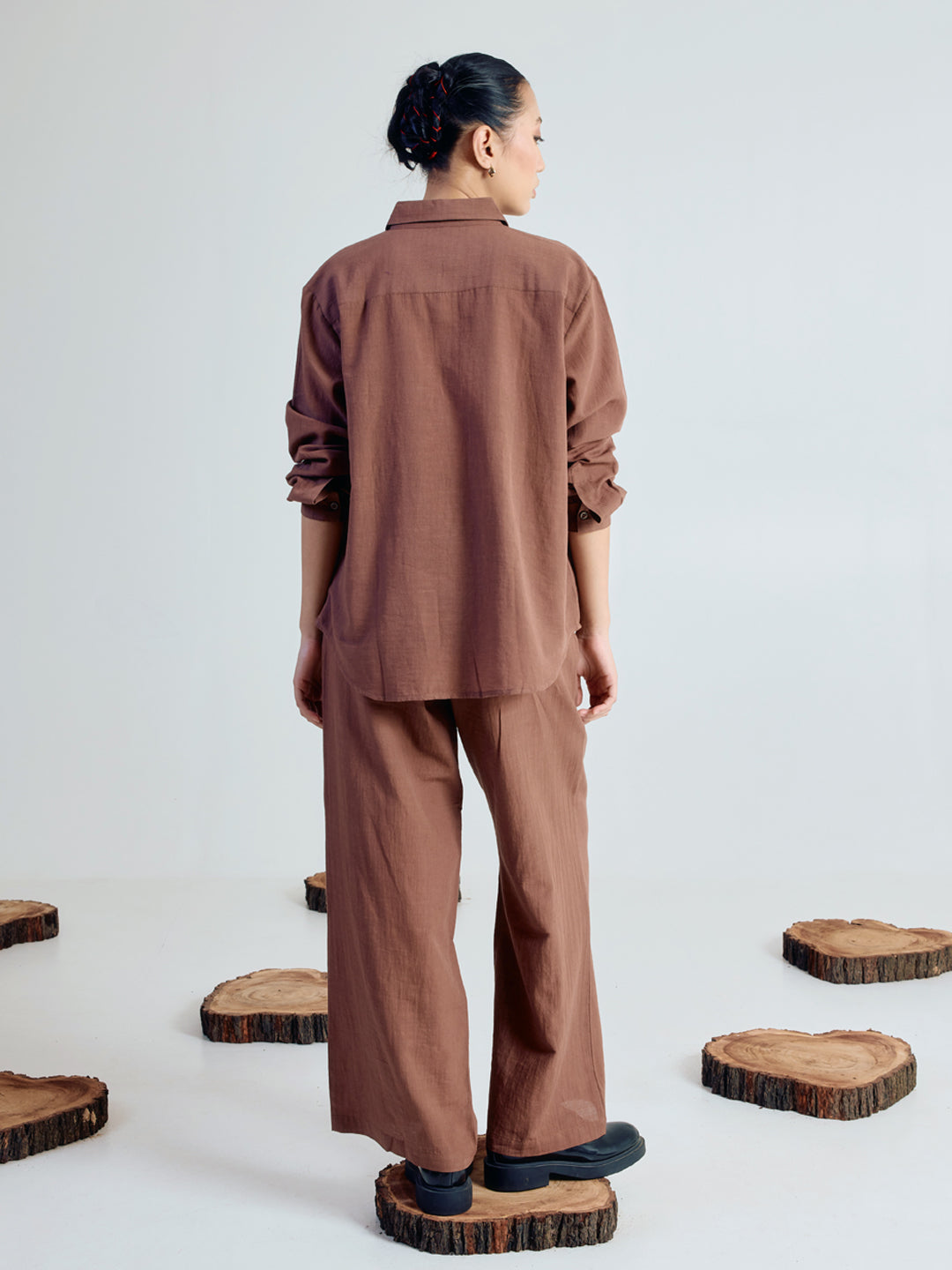 Brown Linen Blend Co-ord Set