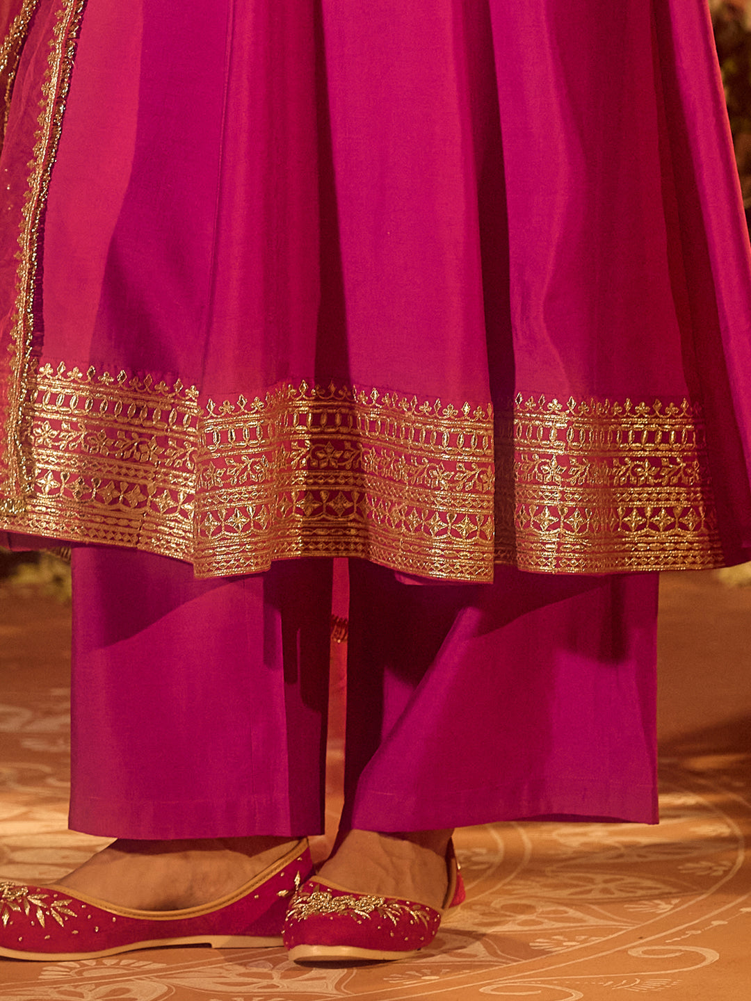 Pink-Chanderi-Embroidered-A-Line-3-Piece-Kurta-Set