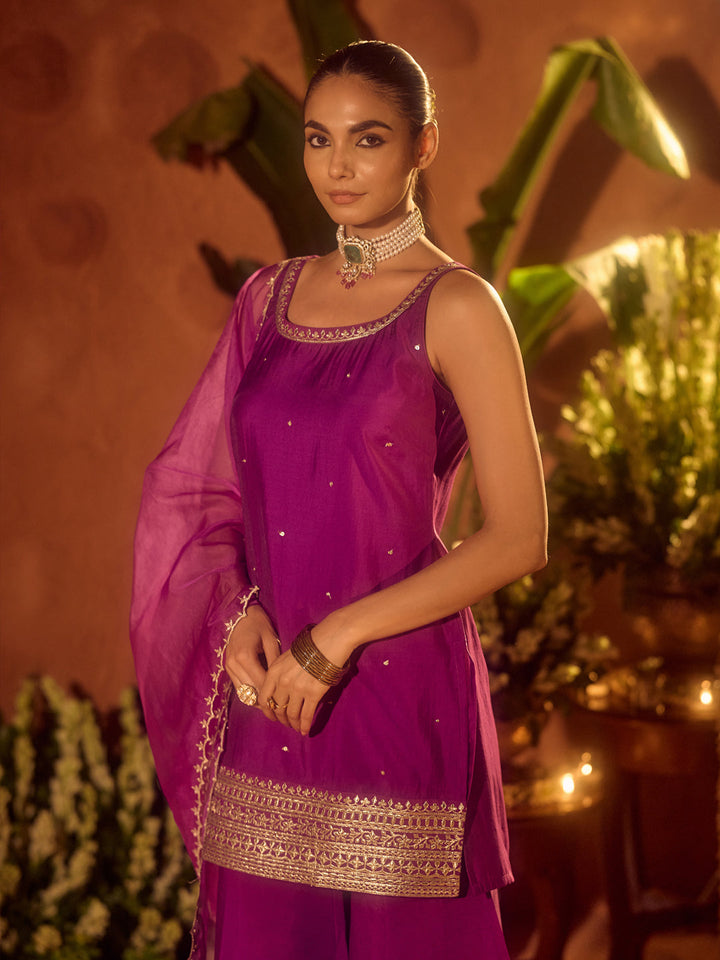 Purple-Viscose-Chanderi-Gotta-Patti-Work-Ethnic-Straight-3-Piece-Kurta-Set