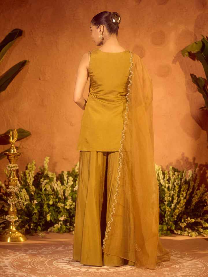 Mustard-Viscose-Chanderi-Embroidered-Ethnic-Straight-3-Piece-Kurta-Set