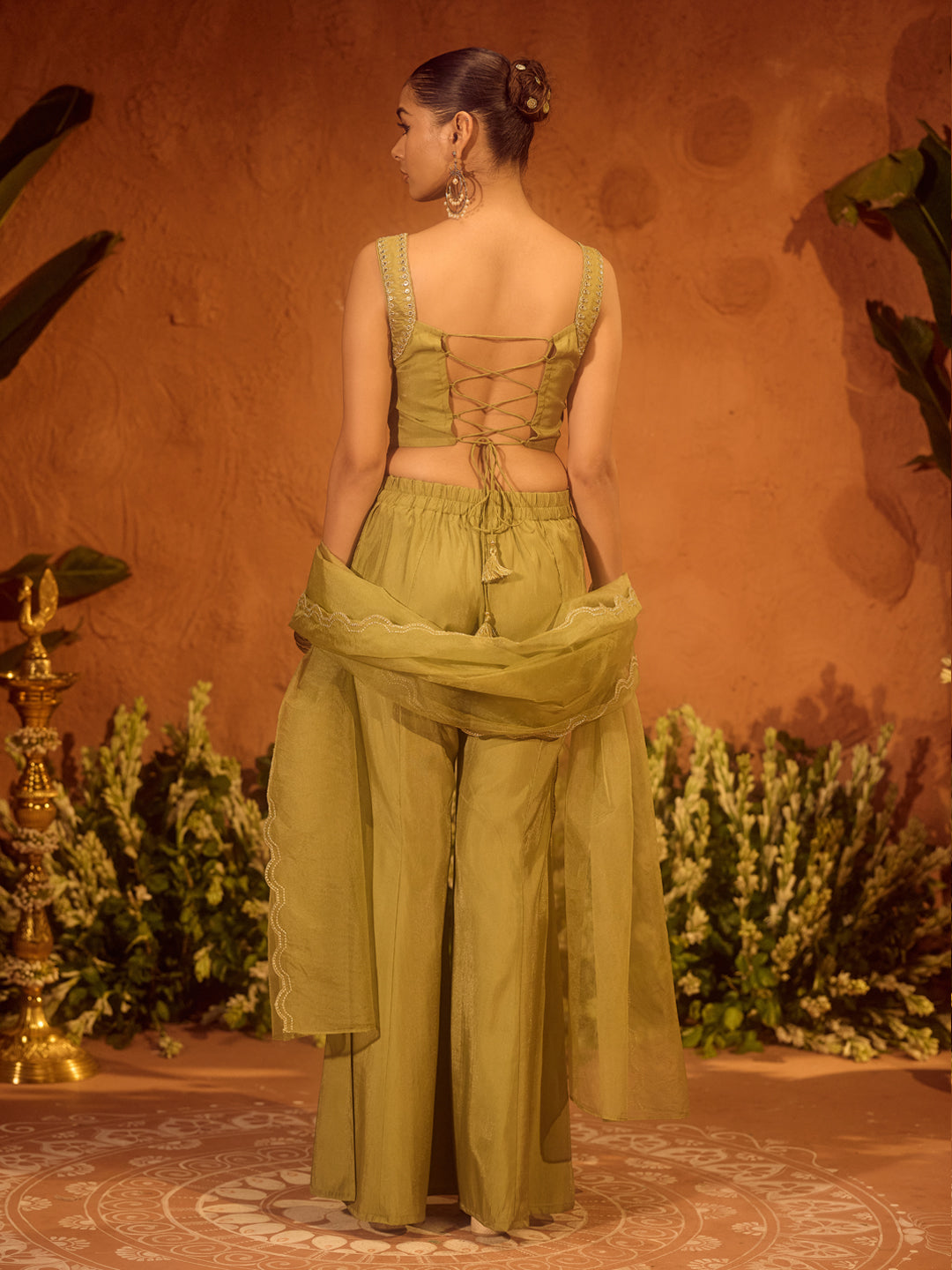 Olive-Green-Viscose-Chanderi-Embroidered-Ethnic-3-Piece-Kurta-Set