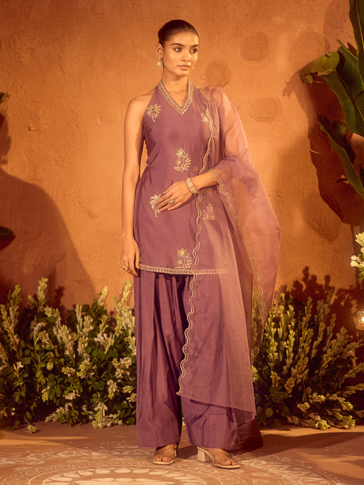 Lavender-Viscose-Chanderi-Embroidered-Ethnic-Straight-3-Piece-Kurta-Set