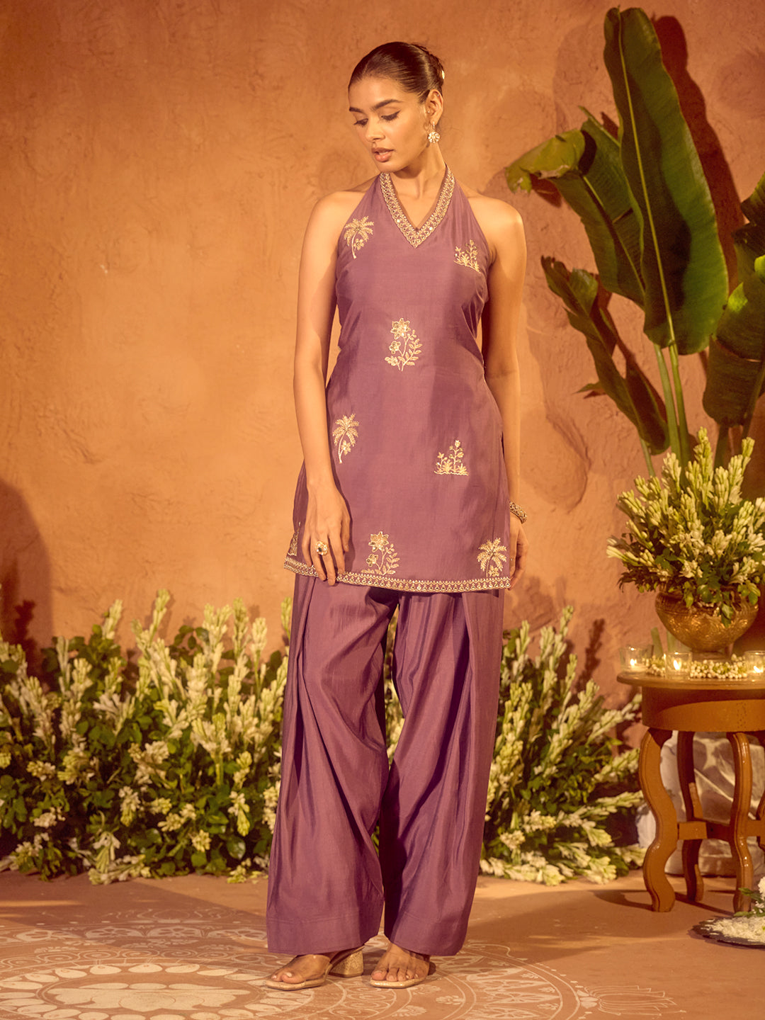 Lavender-Viscose-Chanderi-Embroidered-Ethnic-Straight-3-Piece-Kurta-Set